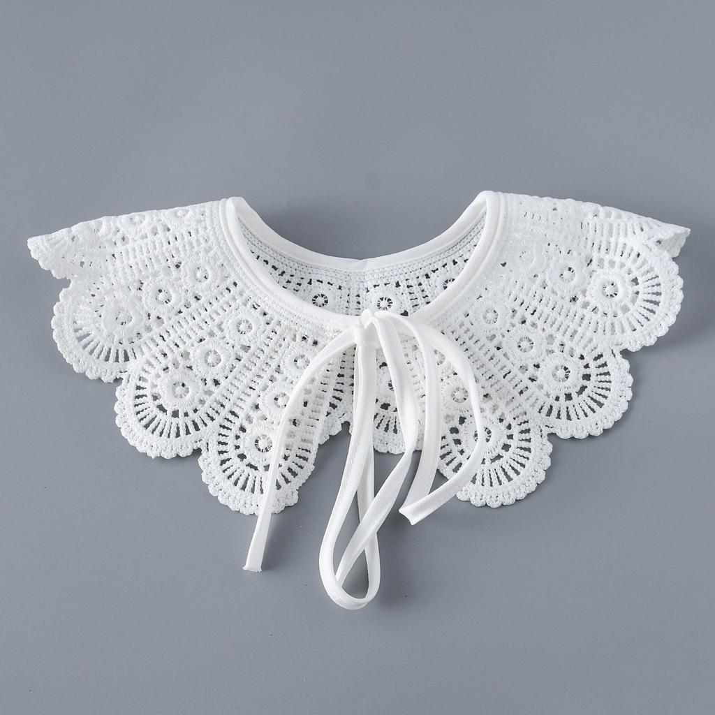 Sweet Shirt Fake Collar Shwal with Straps Women's Shirt Fake Collar Shawl Wrap Hollow Out Embroidery Vintage Short Capelet