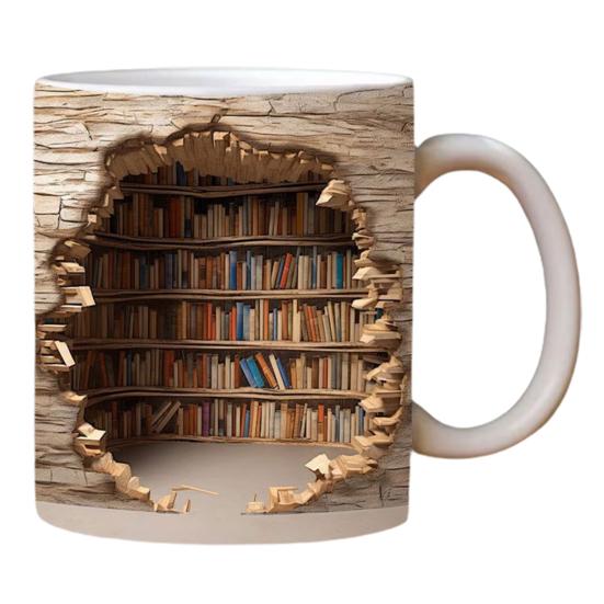 Creative Multifunctional Ceramic Water Cup A with Handle Library Shelf Space