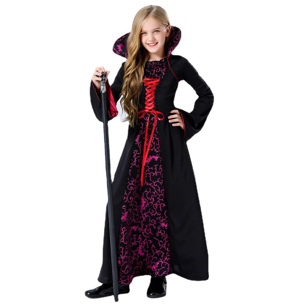 2026 Parent-child Gothic Vampire Reaper Witch Robe, Horror Stage Long Dress