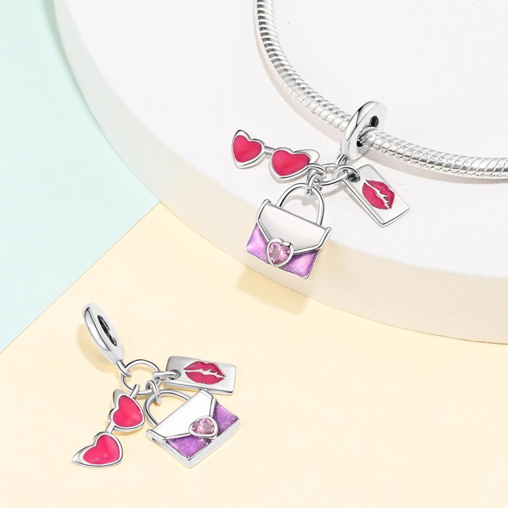 2026 Barbie Pink Girl Heart DIY Jewelry Accessories Bracelet 925 Silver Charm Beads