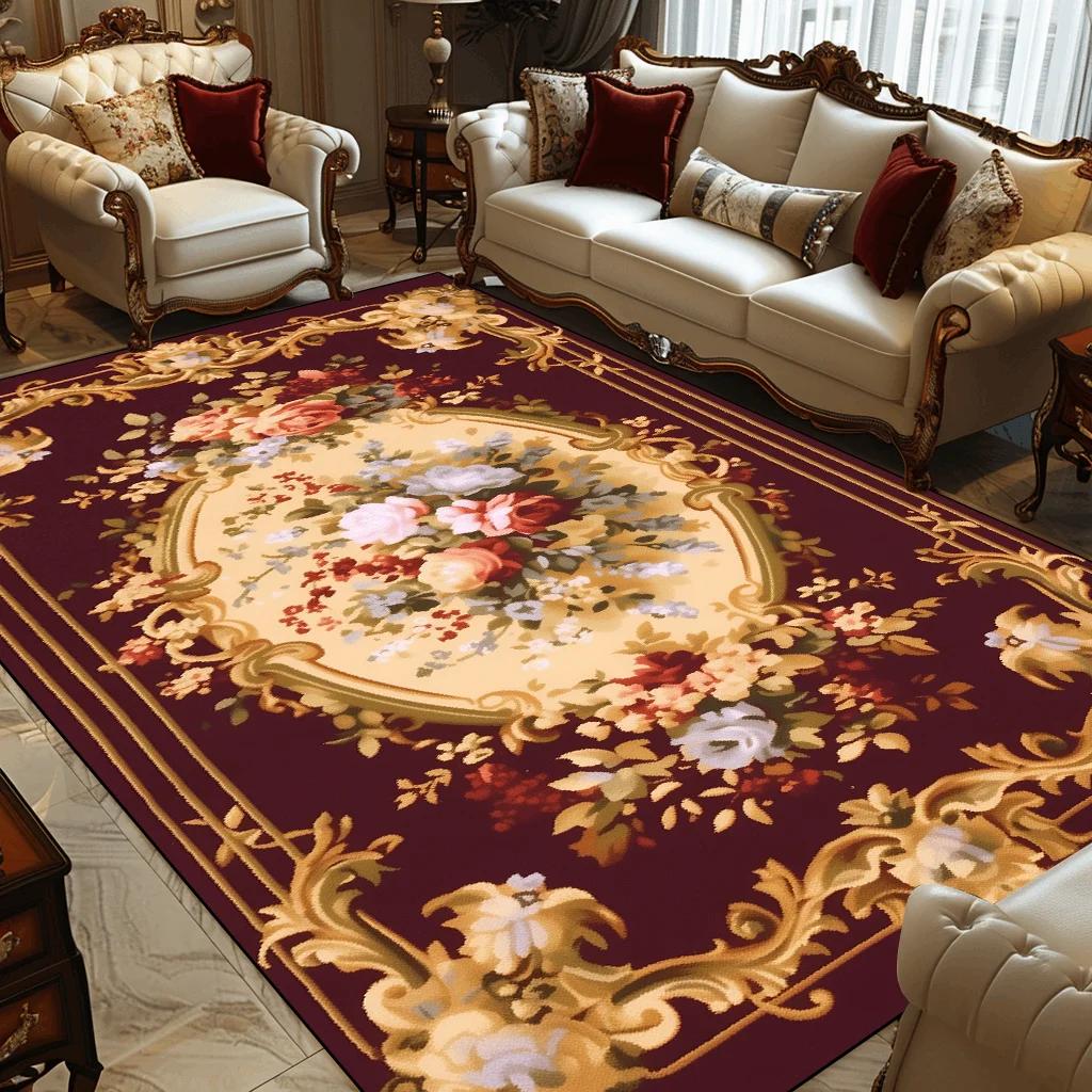 European Retro Decoration Home Rugs Living Room Flower Large Carpets Hall Sofa Chair Area Mats Room Decor Doorway Hallway Carpet