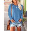 Women's Fashion Casual Spring Fall Solid Color Print Long Sleeve O-Neck Blouses & Shirts