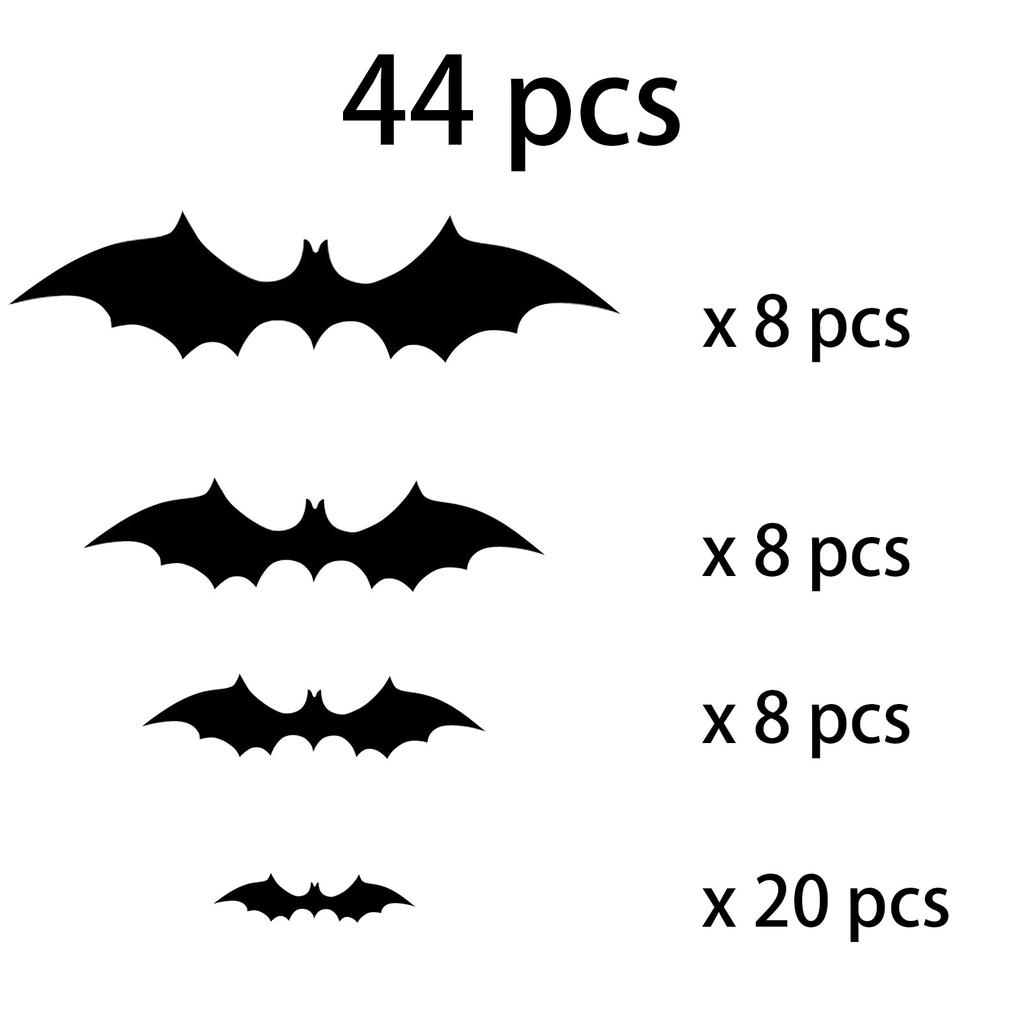 44/55/88 Pcs Halloween Bats Decorations, 3D Scary Bats For Wall Decor Multi-Size Bats Halloween Indoor Decor Home Window Decoration Set