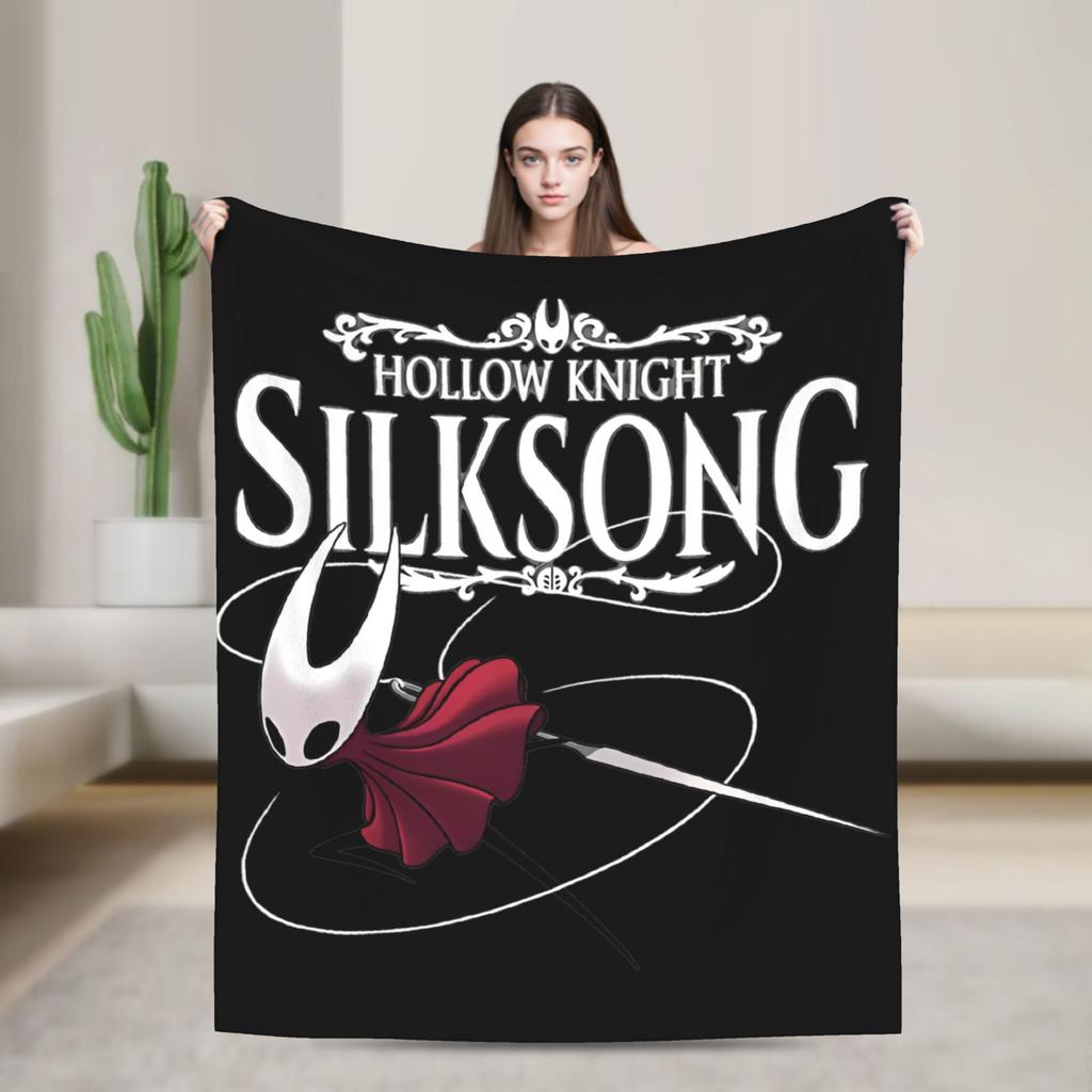 Hollow Knight Silksong Gothic Flannel Throw Fashion Blankets Indie Game for Bedspreads Knitted Fashion Blanket Office Ultra-Soft Multifuncti