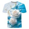 Summer 3D Printed T-shirt, Niche Personality, Blue Enchantress Series, Men's and Women's Round Neck Short Sleeved