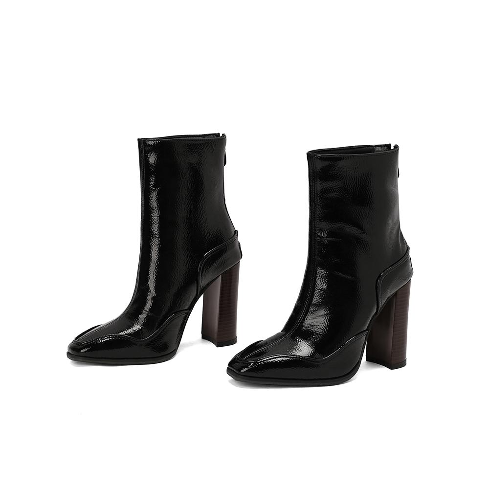 Коричневые черные женские полусапожки на высоком каблуке большого размера 50