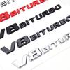 Крыло и задний значок Mercedes-Benz V8 BITURBO с надписью Twin Turbocharger и наклейки на автомобиль