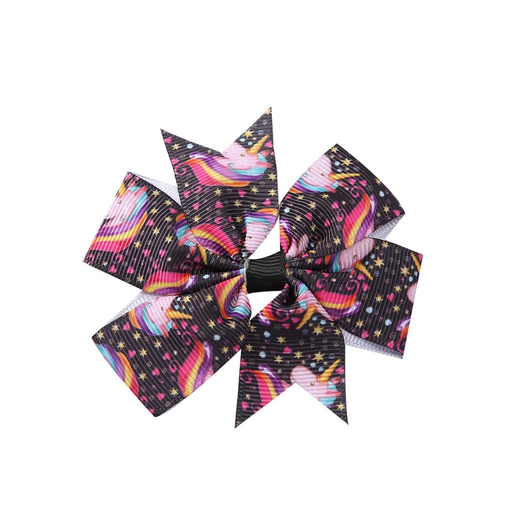 A313 Лента гросгрейн «Единорог» Заколка для волос с бантом «шесть ушей» для детей – Рождественская коллекция