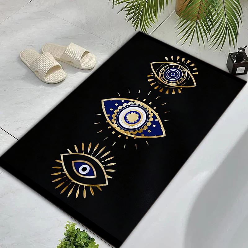 Blue Mystic Hamsa Hand Celestial Symbols Carpet Printing Home Decor Room Art Dormitory Decoration