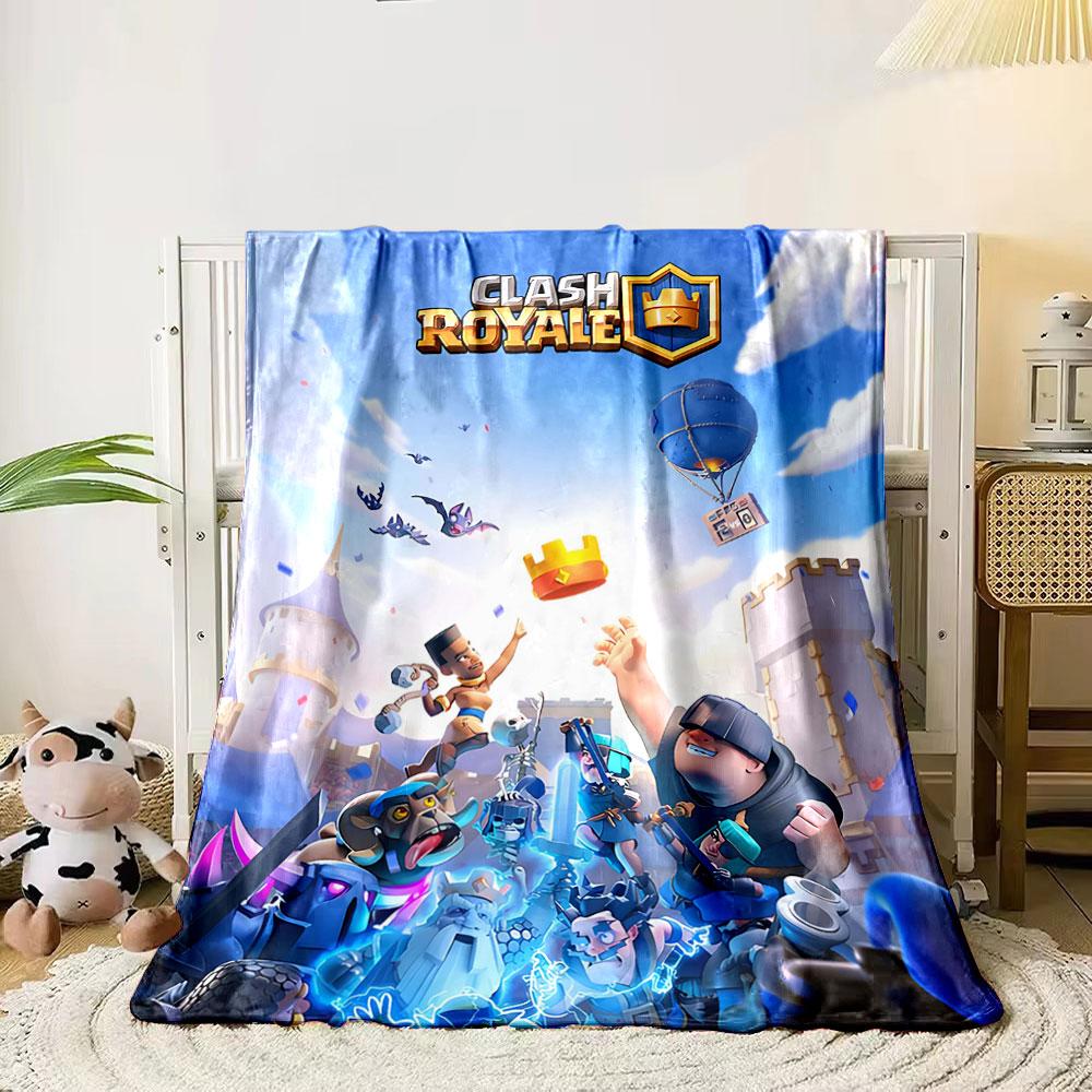 Characters battling with magical effects and a crown in a castle setting. for all seasons blanket lunch break throw gift