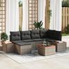 vidaXL 7-piece Garden Sofa Set with Grey Poly Rattan Acacia Cushions 3356794