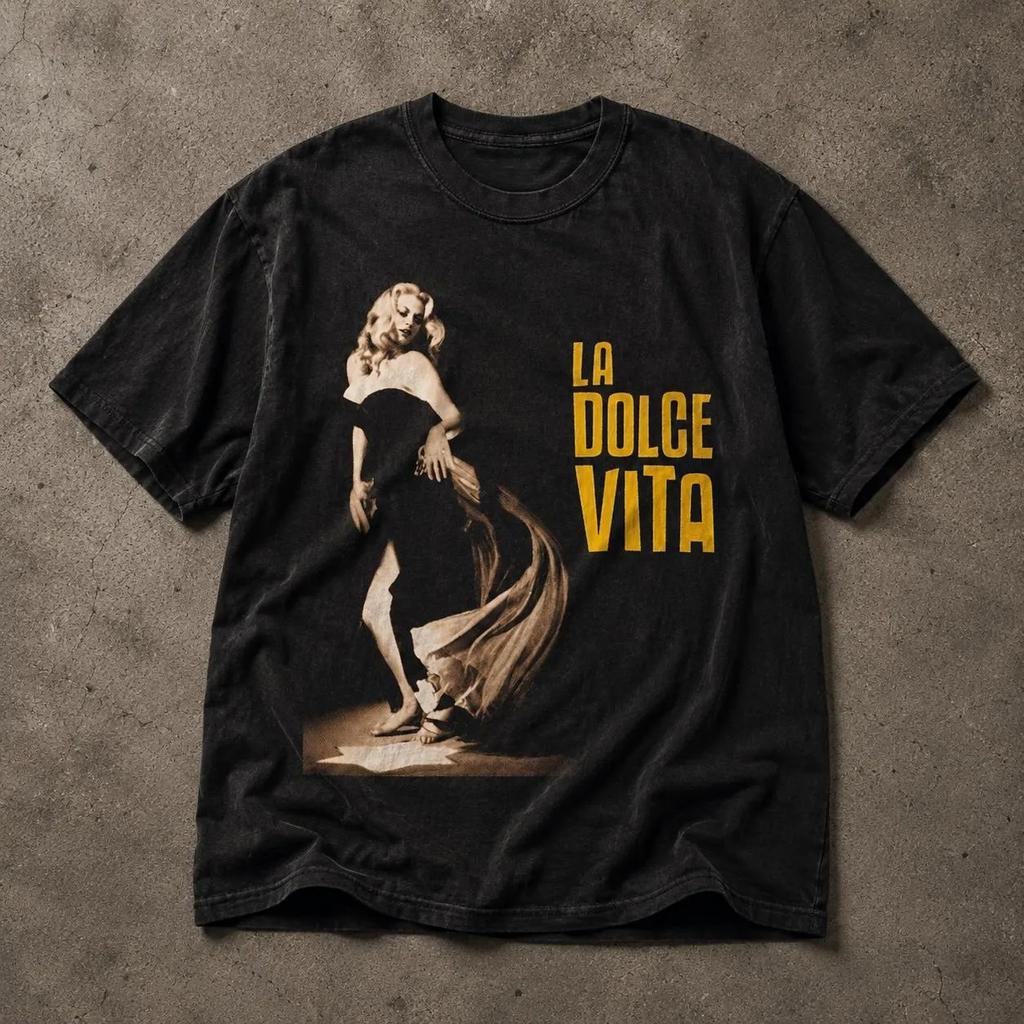 Футболка La Dolce Vita в винтажном стиле с постером фильма, летняя, унисекс, свободная и дышащая, хлопковая футболка, топ