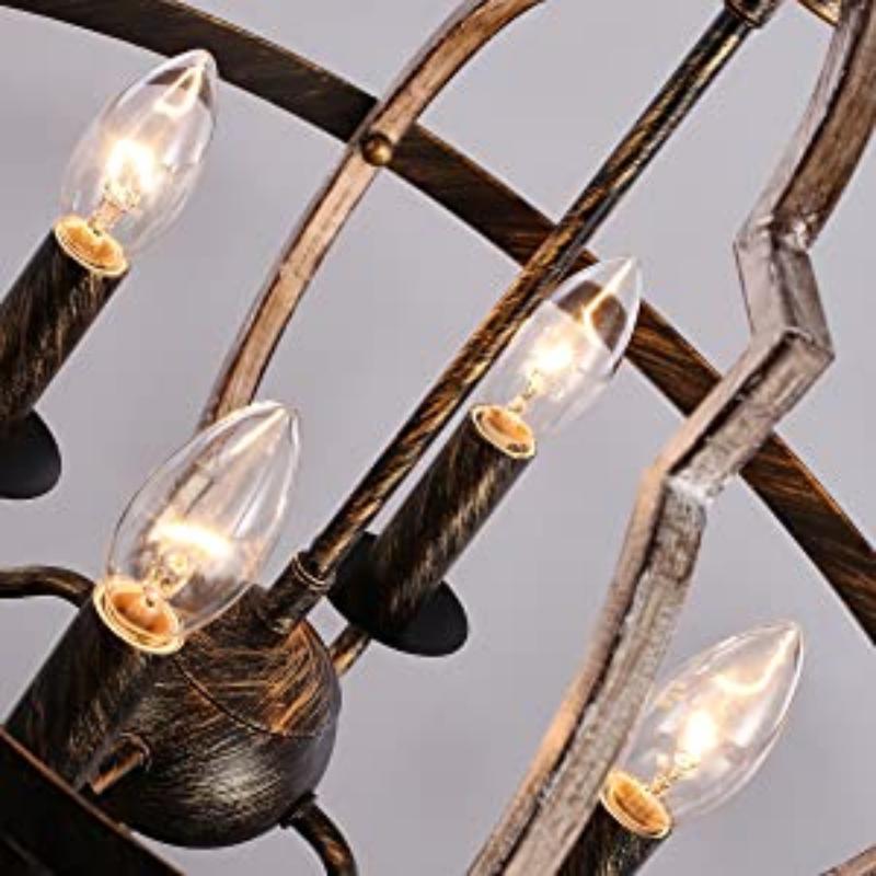 Металлическая люстра, освещение, потолочный светильник из состаренного дерева, кухонный прихожая, фойе