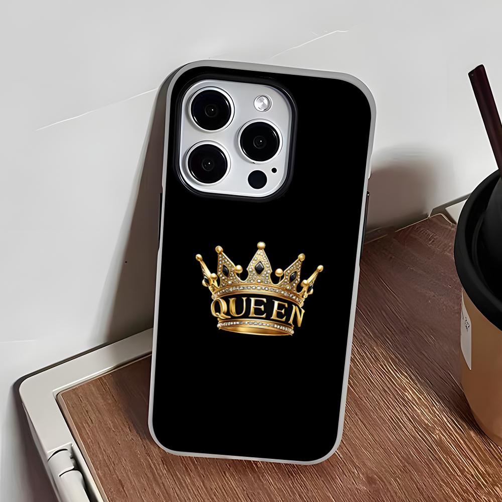 Чехол для телефона с буквами KING Queen Crown для iPhone 17 Air 16 E 15 14 Plus 13 12 11 Pro Max, Желейный, 2 в 1, Защитный чехол