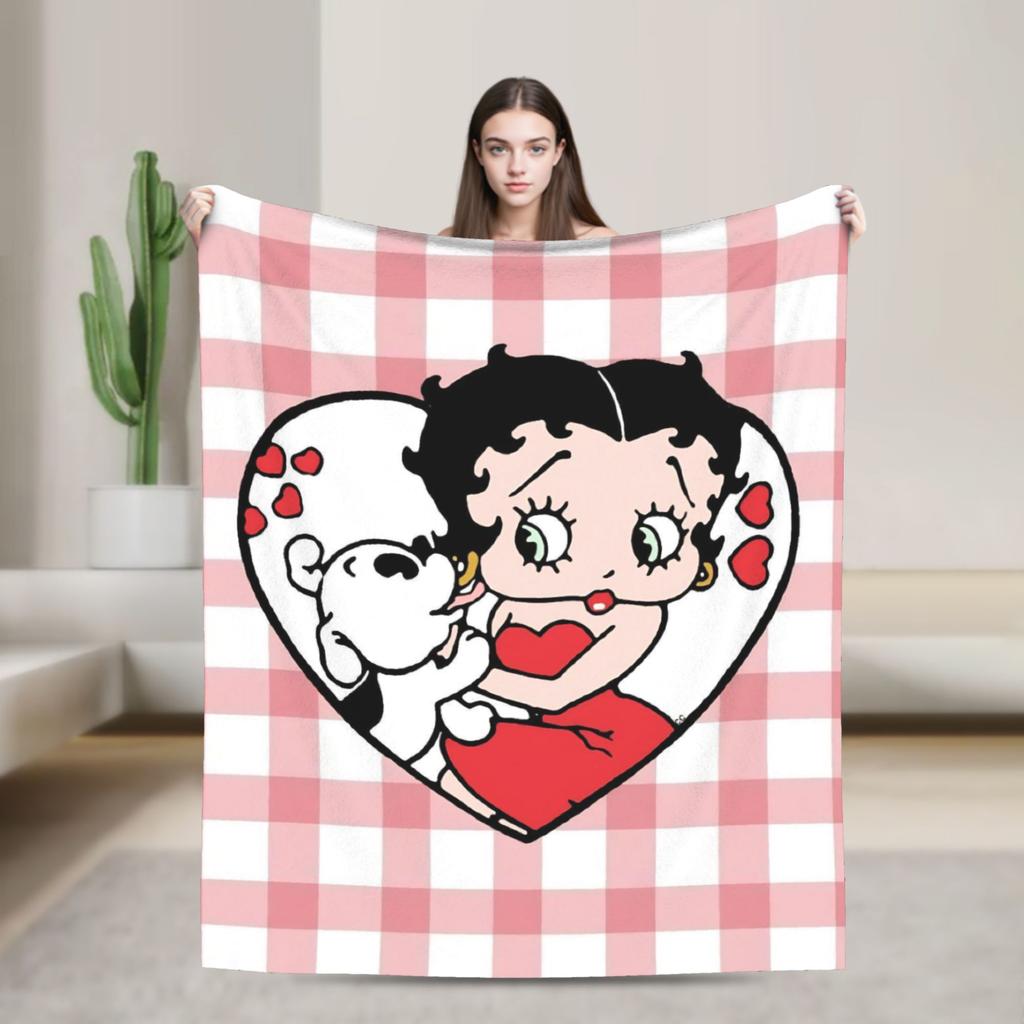 B-Bettys Boops Throw Blanket for Couch Soft Fuzzy Plush Blanket 50x60 Inch Multi-size Bedspread for All Seasons