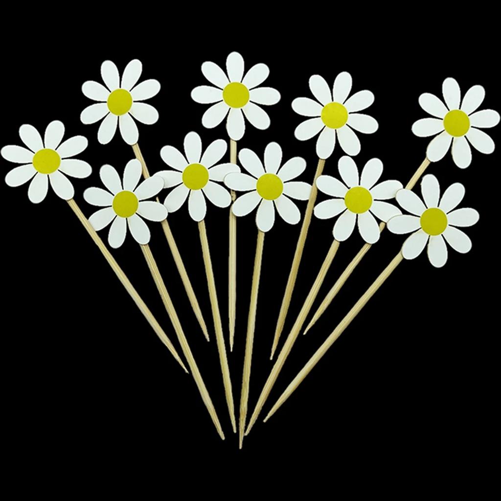 4/10/20pcs Daisy Cake Topper White Daisy Flower Cupcake Toppers Cake Decor Wedding Birthday Party Decoration Supplies