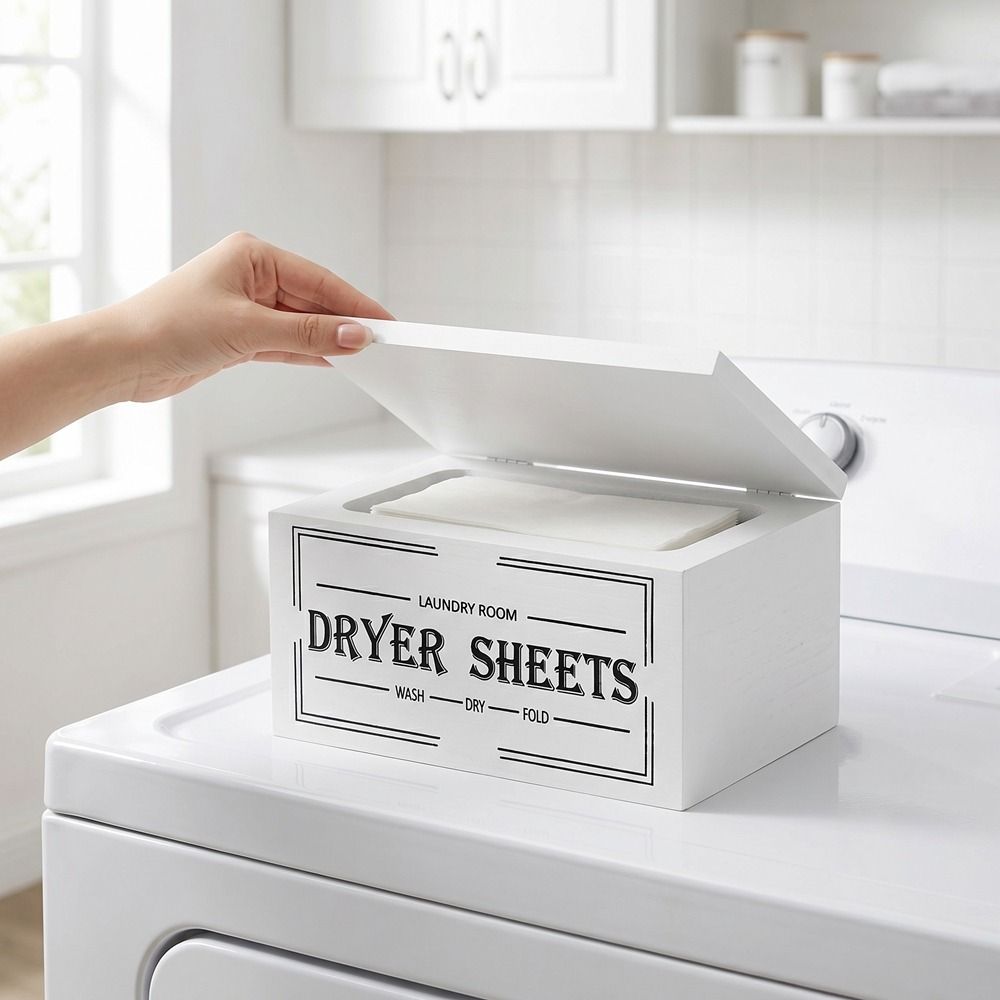 Large Capacity Dryer Sheet Dispenser Rustic Laundry Pods Container Farmhouse Decor