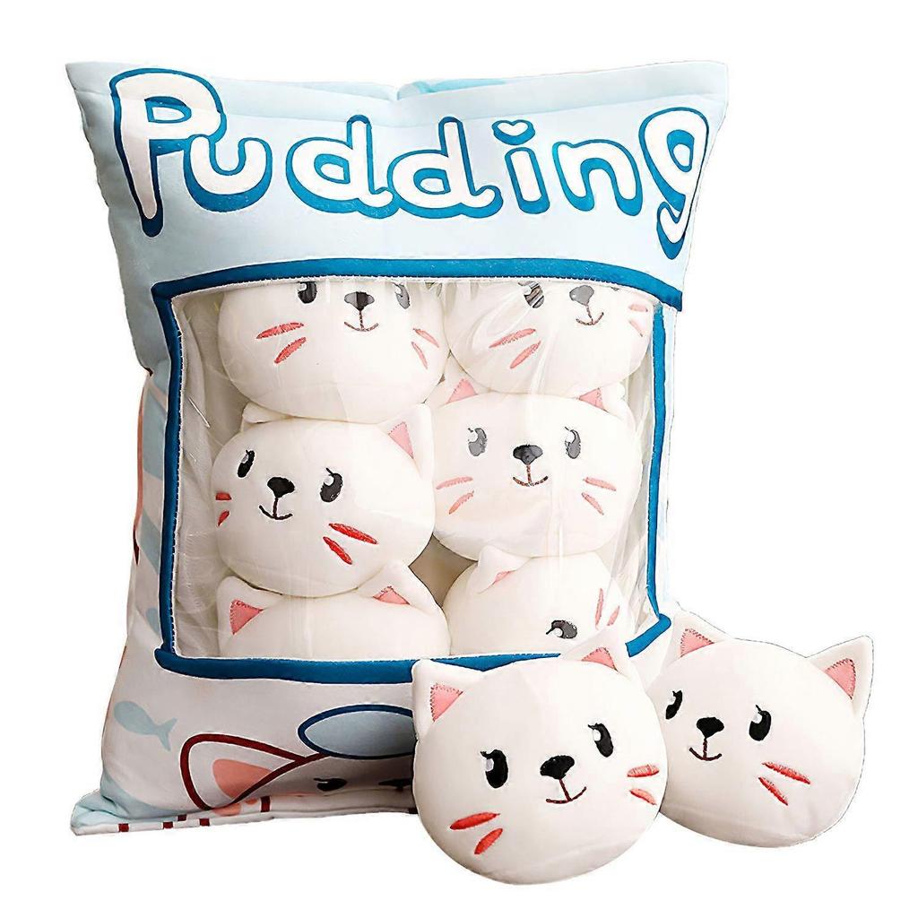 Cute Snack Pillow Stuffed Animal Toys Pudding Decorative Removable Kitty Cat Dolls Creative Toy Gifts