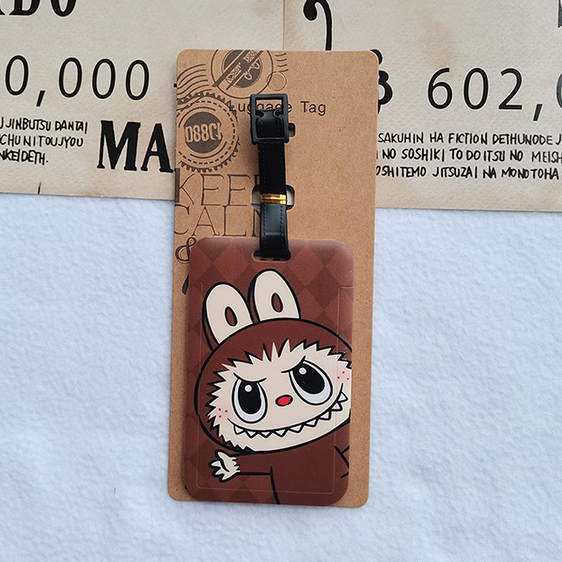 Багажные бирки для путешествий с изображением мультфильма Лабубу, симпатичные украшения для чемоданов, портативные бирки для идентификации багажа