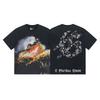 Premium Cotton Oversized Graphic Tee Men Women Skull Letter Print Washed Vintage Style Loose Fit Casual T-Shirt