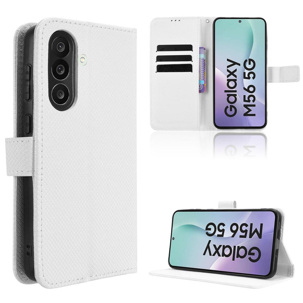 For Samsung Galaxy M56 5G Leather Wallet Case with Strap Diamond Texture Phone Cover