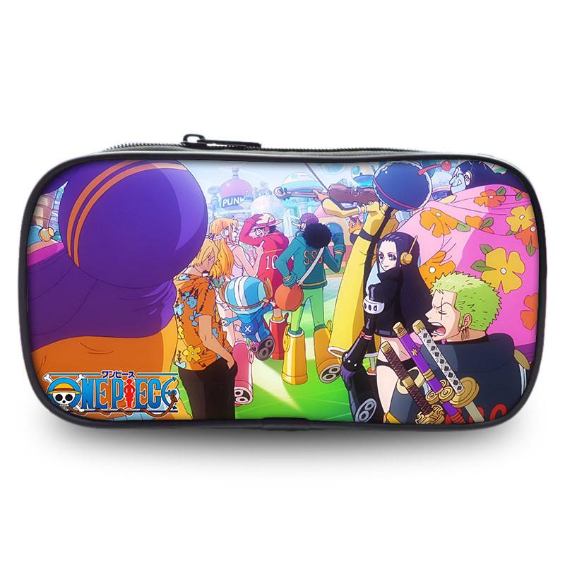 Stylish One Piece Student Pencil Case With Luffy And Zoro Skill Print Oxford Material