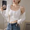 Short Suspender Shirt Button Vest for Women's Summer New Solid Color Base Top