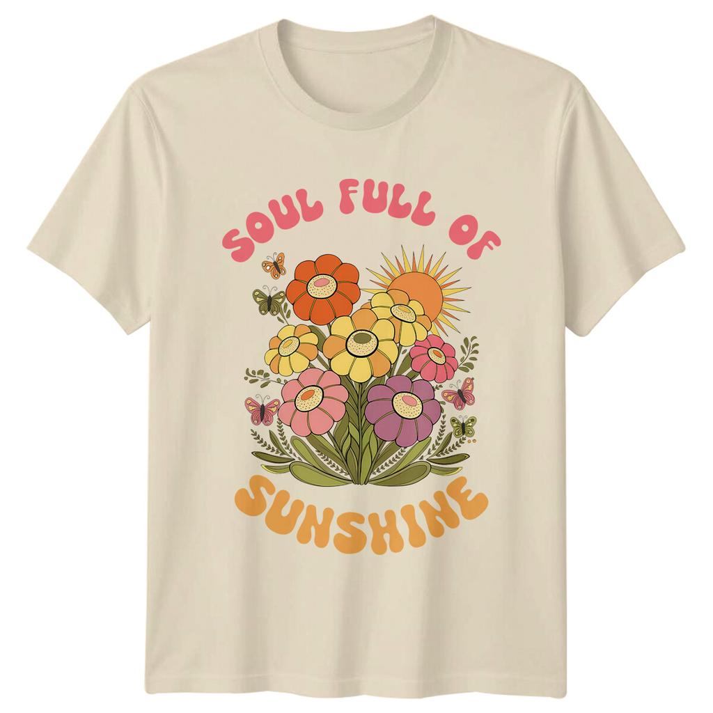 Soul Full Of Sunshine Flowers Nature Graphic Retro Style TShirt