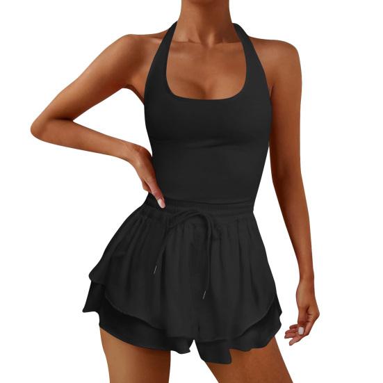 Женский комбинезон с U-образным вырезом, без рукавов, с высокой талией, для бега, цельный, спортивная одежда, однотонный, летняя одежда для фитнеса