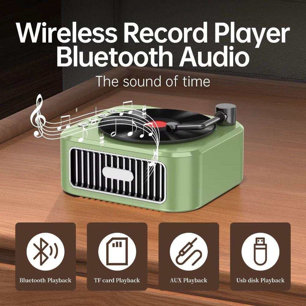 Rich Bass Vinyl Record Player Waterproof Portable Speaker Car Stereo
