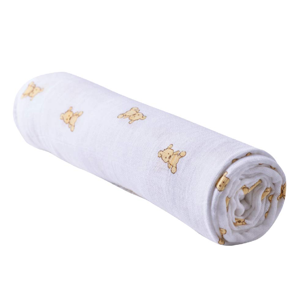 Newcastle Classics Swaddle Cotton Muslin Japanese Swaddle Fluffy Soft Blanket Baby Gift Teddy Bear 120x120cm 0 Months [Подлинный продукт] (х 1) ~