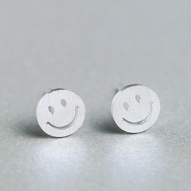 Модные серебряные круглые серьги-гвоздики с улыбкой для женщин, гипоаллергенные, ювелирные изделия Pendientes Mujer, женские Eh651