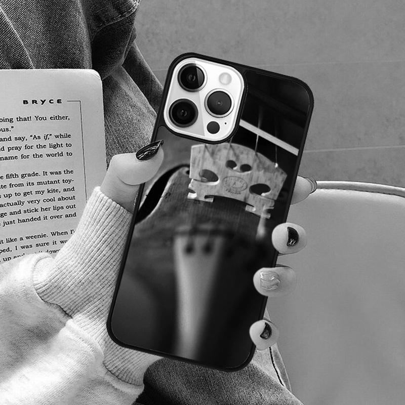 Черно-белый чехол для телефона со скрипкой и виолончелью для iPhone 17 Air 16 16e 15 Plus для Apple 13 11 12 14 Pro Max Cover coque