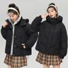 Women's cotton-padded clothes in autumn and winter new short thickened down cotton-padded clothes, small loose contrasting color hooded cotton-padded