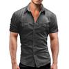 Men's Solid Color Short-sleeved Lapel Denim Shirt Casual Large Size Designer Shirt