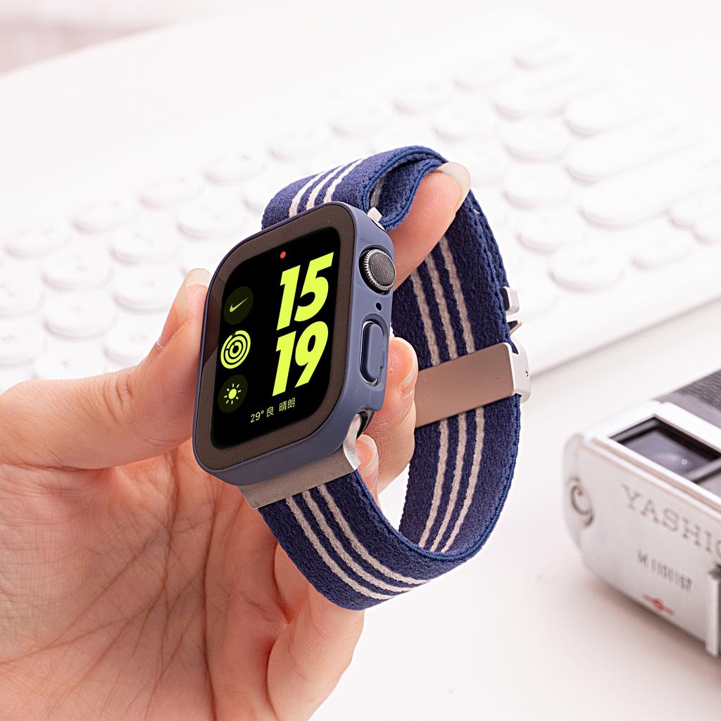 Watch Band for Apple Watch Series 10 Ultra 9 8 7 SE 6 5 4 3 2 1 46mm 49mm 45mm 44mm 42mm 3-Stripe Parachute Buckle Nylon Strap