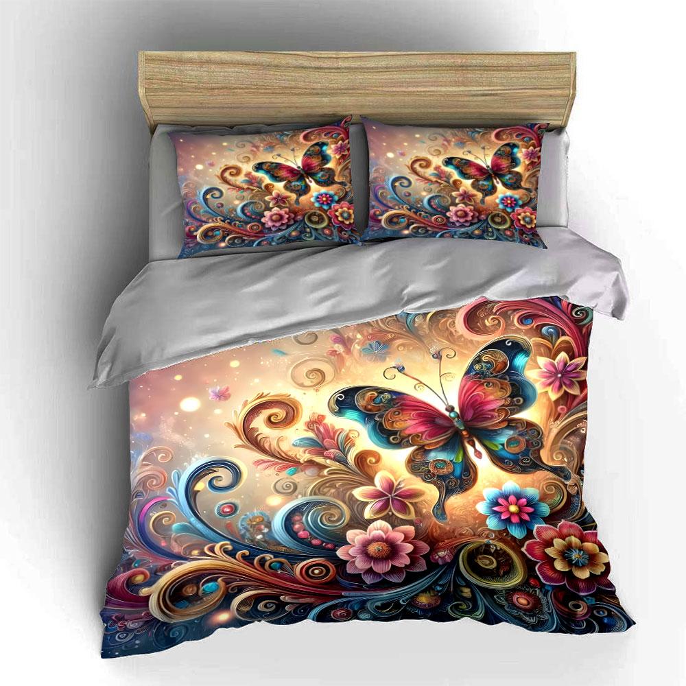 Whimsical butterfly garden dreams. Bedding sets Duvet covers Pillowcases(1* Duvet Cover 2* Pillowcases without duvet insert)