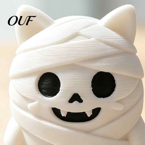 Detailed Cat Collectible 3D Printed Mummy Figurine, Cute Bandaged Kitten Statue for Halloween Tabletop Gift Idea Decoration, Compact Animal Sculpture
