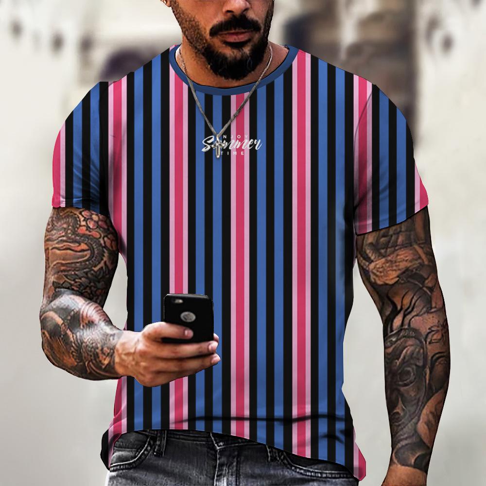 Мужская футболка, летняя простая качественная мужская футболка, повседневные повседневные спортивные футболки, одежда в полоску, свободные свободные размеры с коротким рукавом