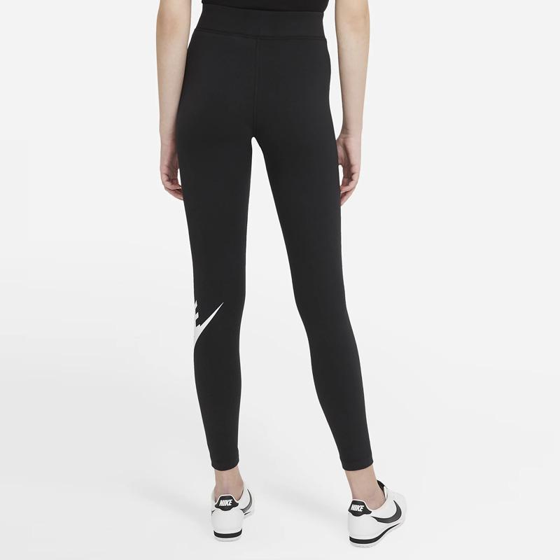 Nike Спортивная одежда Женские леггинсы Essential с высокой талией и логотипом Черные/белые женские уличные брюки CZ8528-010