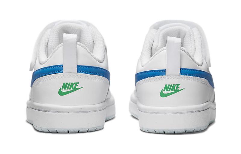 Nike Court Borough Low 2 PS Удобные Амортизация от ударов Низкие Детские Скейтбордические Ботинки Бело-Синие Детские BQ5451-123