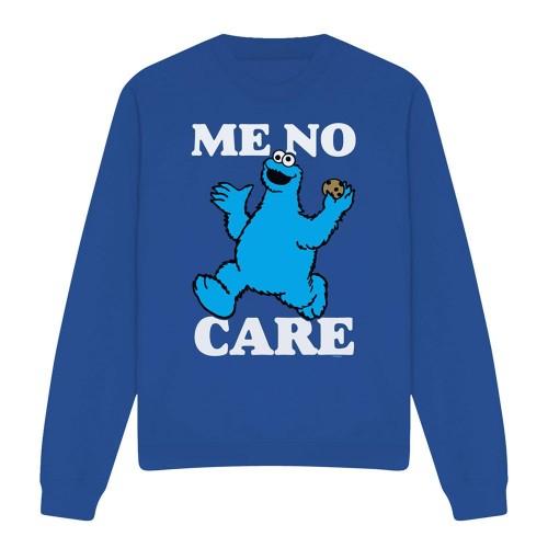 Sesame Street Unisex Adult Me No Care Cookie Monster Sweatshirt