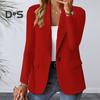 Женский пиджак, облегающий, с длинными рукавами, пригородный костюм, пальто, однотонный пиджак на одной пуговице для офиса, повседневной носки, вечеринки