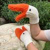 Вязаные перчатки унисекс в виде лебедя, морозостойкие перчатки Kawaii Swan, креативные вязаные перчатки с полным пальцем на осень и зиму