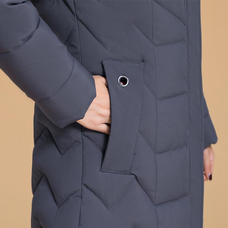 Plus Size XL-6XL Middle Age Woman Long Coat Winter Thick Warm Overcoats Hooded Elegant Faux Fur Collar Loose Lady Jackets