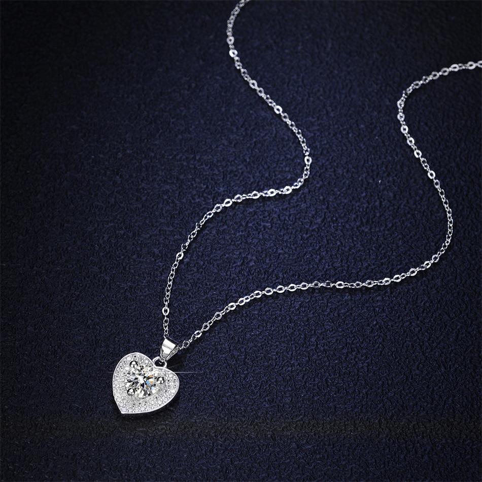 Heart Shape 1ct Moissanite S925 Sterling Silver Sparkling Charming Personalized Pendant Necklace Women's Brand Jewelry