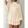 Womens Long Sleeve Fall Winter Dress Solid Color Slim Fit Versatile Fashion Mini