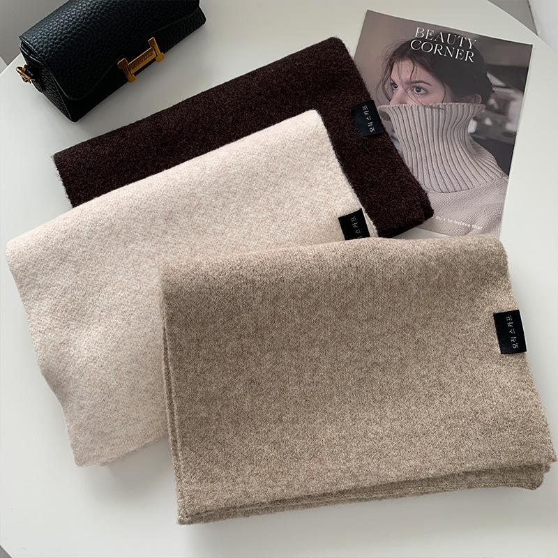 Корейская версия Шарф из смесовой шерсти Женский Мужской Осень Зима Мягкий Теплый Однотонный Шарф-муфта Высококачественный Толстый Теплый Шарф Мужской Женский