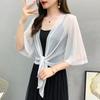 Women's Versatile Mesh Cardigan: Summer Camisole Dress Cover-up, Tie-up Shawl, Short Fashion Jacket