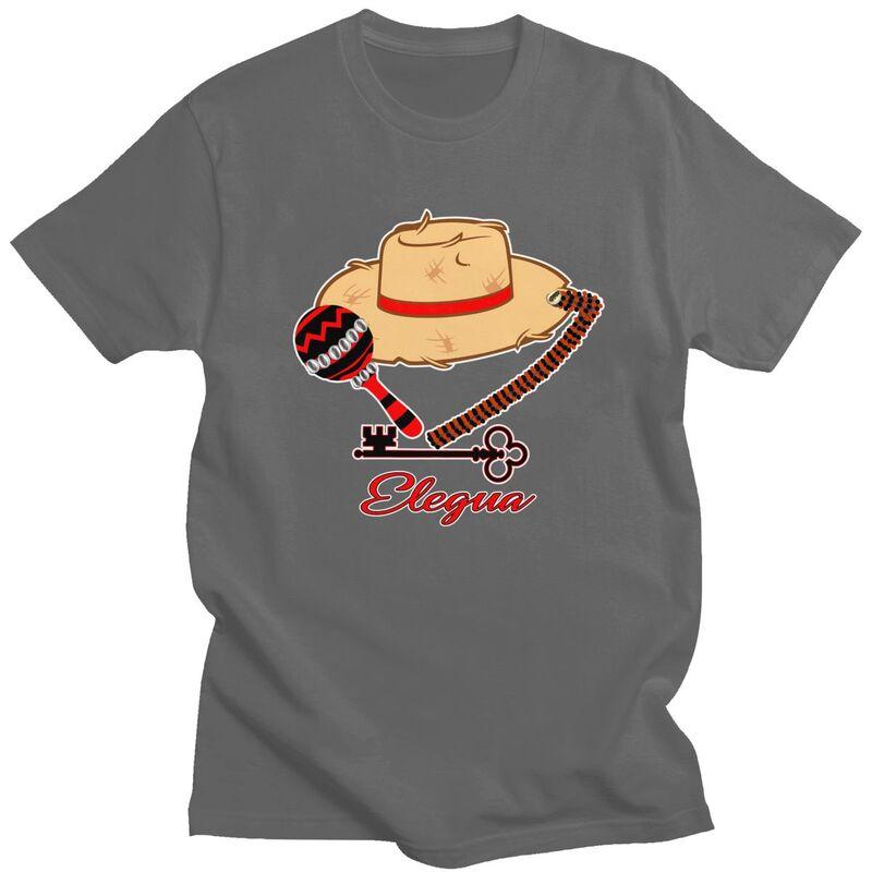 Custom Elegua Eshu Sombrero Tshirts for Men Short Sleeves Casual T Shirt Fashion Tshirt Slim Fit Pure Cotton Tees Gift